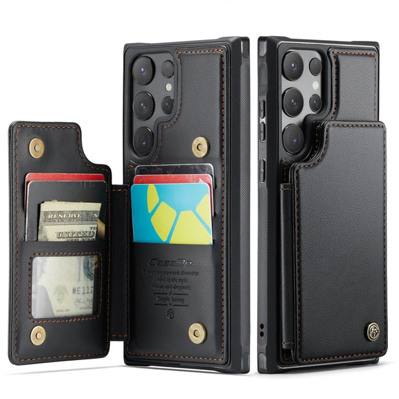 For Samsung Galaxy S24 Ultra 5G CaseMe C22 PC+TPU Business Style RFID Anti-theft Leather Phone Case(Black)
