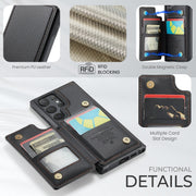 For Samsung Galaxy S24 Ultra 5G CaseMe C22 PC+TPU Business Style RFID Anti-theft Leather Phone Case(Black)