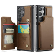 For Samsung Galaxy S24 Ultra 5G CaseMe C22 PC+TPU Business Style RFID Anti-theft Leather Phone Case(Brown)