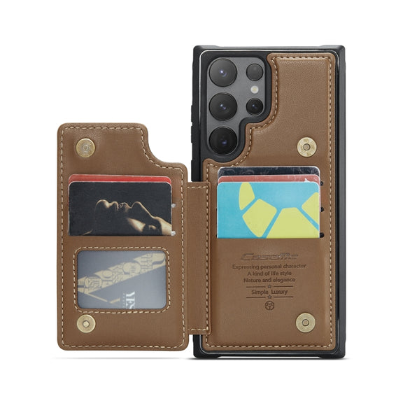 For Samsung Galaxy S24 Ultra 5G CaseMe C22 PC+TPU Business Style RFID Anti-theft Leather Phone Case(Brown)