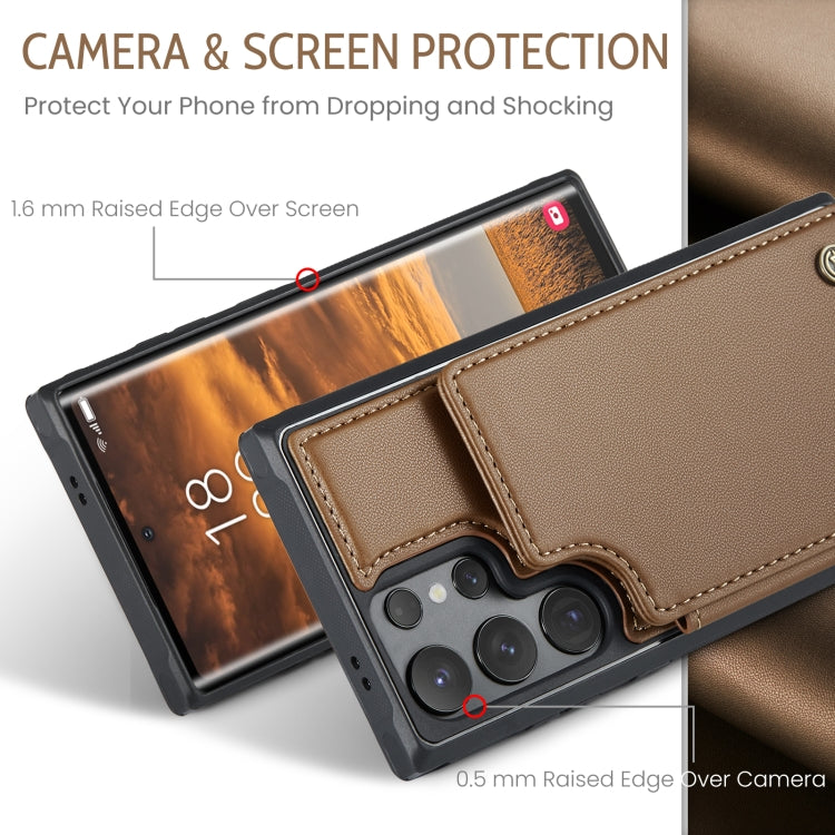 For Samsung Galaxy S24 Ultra 5G CaseMe C22 PC+TPU Business Style RFID Anti-theft Leather Phone Case(Brown)