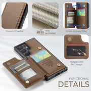 For Samsung Galaxy S24 Ultra 5G CaseMe C22 PC+TPU Business Style RFID Anti-theft Leather Phone Case(Brown)