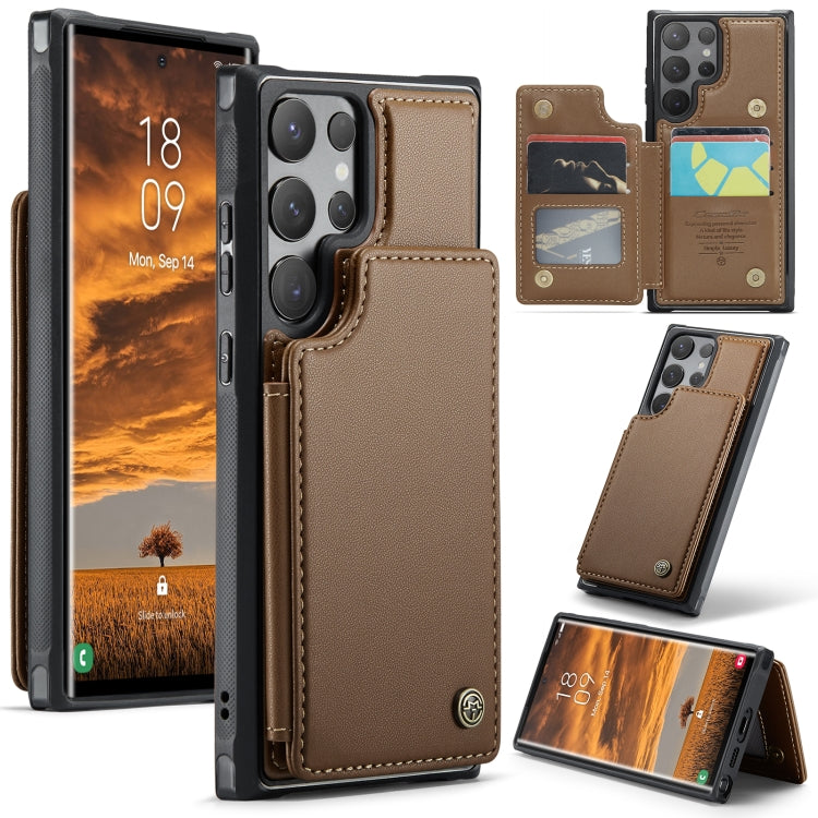 For Samsung Galaxy S24 Ultra 5G CaseMe C22 PC+TPU Business Style RFID Anti-theft Leather Phone Case(Brown) - Galaxy S24 Ultra 5G Cases by CaseMe | Online Shopping South Africa | PMC TechLife | Buy Now Pay Later Mobicred