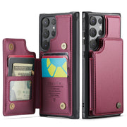 For Samsung Galaxy S24 Ultra 5G CaseMe C22 PC+TPU Business Style RFID Anti-theft Leather Phone Case(Wine Red)