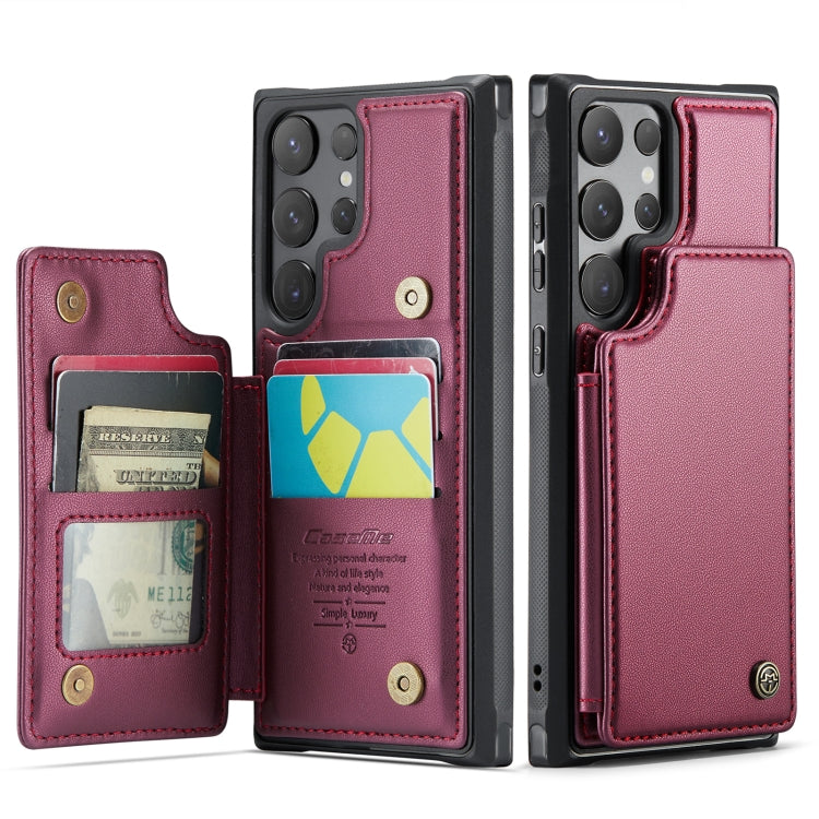 For Samsung Galaxy S24 Ultra 5G CaseMe C22 PC+TPU Business Style RFID Anti-theft Leather Phone Case(Wine Red)
