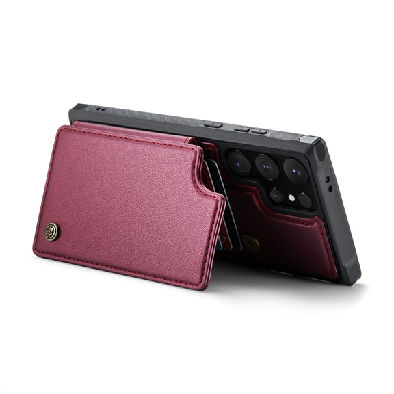For Samsung Galaxy S24 Ultra 5G CaseMe C22 PC+TPU Business Style RFID Anti-theft Leather Phone Case(Wine Red)