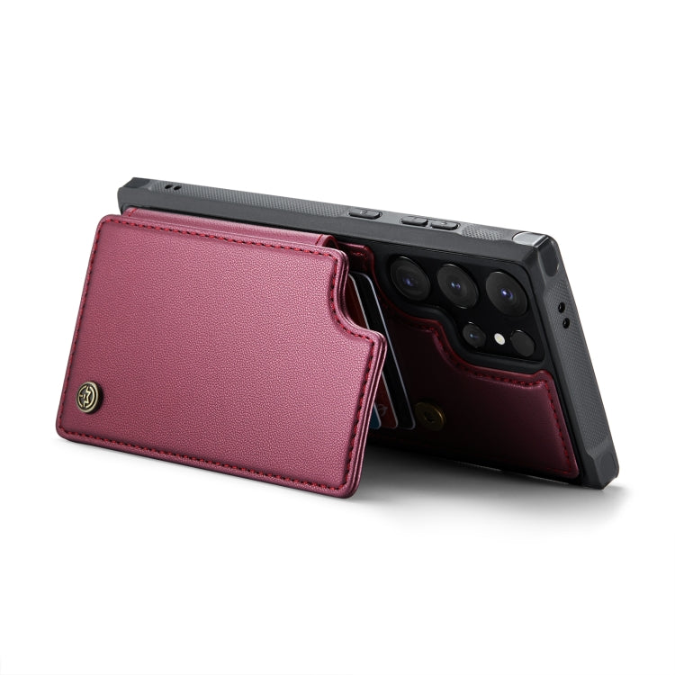 For Samsung Galaxy S24 Ultra 5G CaseMe C22 PC+TPU Business Style RFID Anti-theft Leather Phone Case(Wine Red)