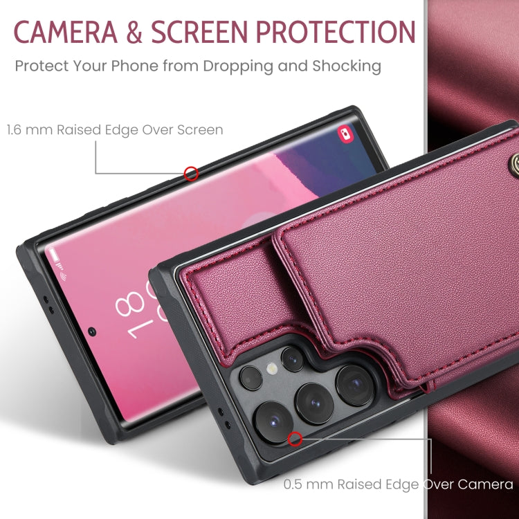 For Samsung Galaxy S24 Ultra 5G CaseMe C22 PC+TPU Business Style RFID Anti-theft Leather Phone Case(Wine Red)