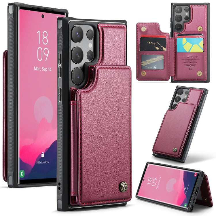 For Samsung Galaxy S24 Ultra 5G CaseMe C22 PC+TPU Business Style RFID Anti-theft Leather Phone Case(Wine Red) - free shipping - PMC Jewellery - Order now!