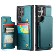 For Samsung Galaxy S24 Ultra 5G CaseMe C22 PC+TPU Business Style RFID Anti-theft Leather Phone Case(Blue Green)