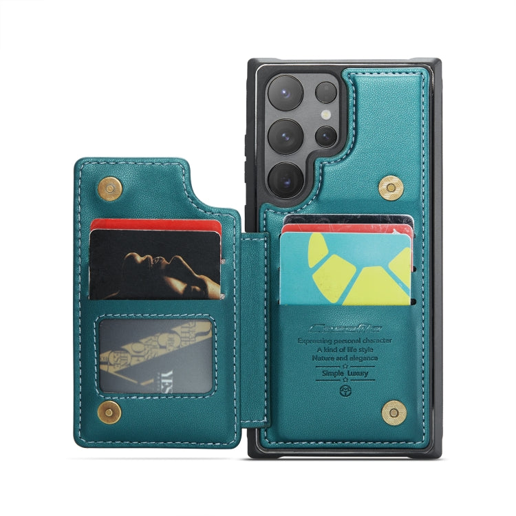 For Samsung Galaxy S24 Ultra 5G CaseMe C22 PC+TPU Business Style RFID Anti-theft Leather Phone Case(Blue Green)