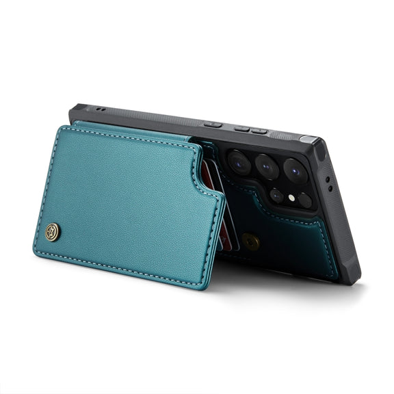 For Samsung Galaxy S24 Ultra 5G CaseMe C22 PC+TPU Business Style RFID Anti-theft Leather Phone Case(Blue Green)