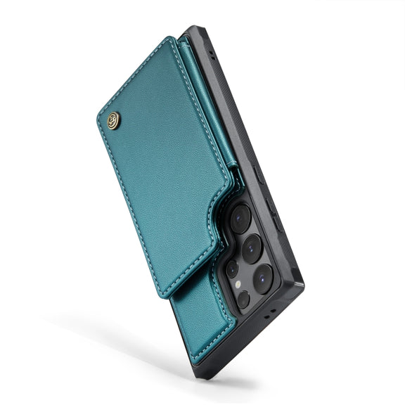 For Samsung Galaxy S24 Ultra 5G CaseMe C22 PC+TPU Business Style RFID Anti-theft Leather Phone Case(Blue Green)