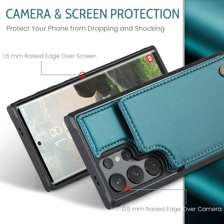 For Samsung Galaxy S24 Ultra 5G CaseMe C22 PC+TPU Business Style RFID Anti-theft Leather Phone Case(Blue Green)