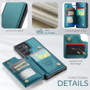 For Samsung Galaxy S24 Ultra 5G CaseMe C22 PC+TPU Business Style RFID Anti-theft Leather Phone Case(Blue Green)