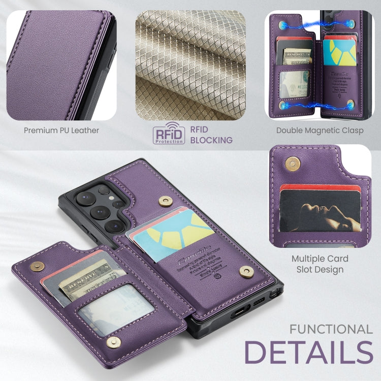For Samsung Galaxy S24 Ultra 5G CaseMe C22 PC+TPU Business Style RFID Anti-theft Leather Phone Case(Purple)