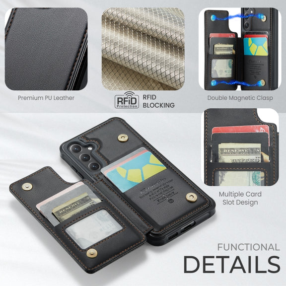 For Samsung Galaxy S24+ 5G CaseMe C22 PC+TPU Business Style RFID Anti-theft Leather Phone Case(Black)