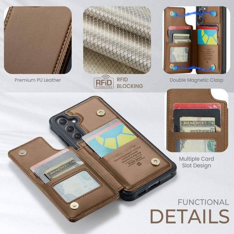 For Samsung Galaxy S24+ 5G CaseMe C22 PC+TPU Business Style RFID Anti-theft Leather Phone Case(Brown)