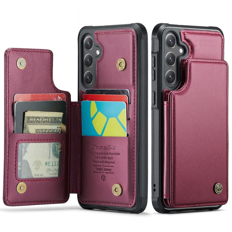 For Samsung Galaxy S24+ 5G CaseMe C22 PC+TPU Business Style RFID Anti-theft Leather Phone Case(Wine Red)