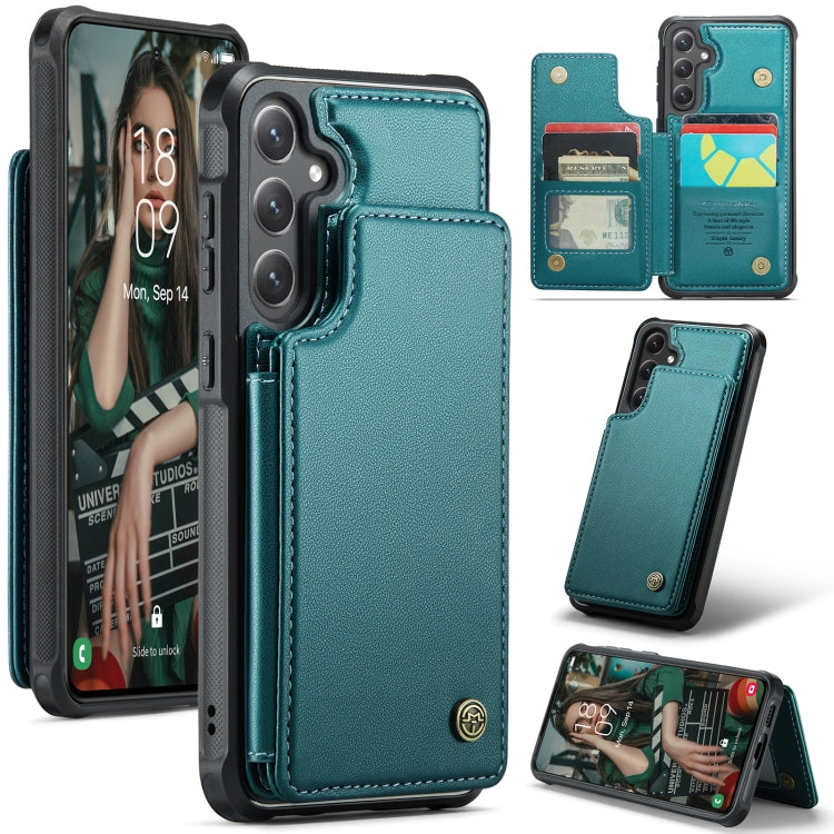 For Samsung Galaxy S24+ 5G CaseMe C22 PC+TPU Business Style RFID Anti-theft Leather Phone Case(Blue Green) - free shipping - PMC Jewellery - Order now!