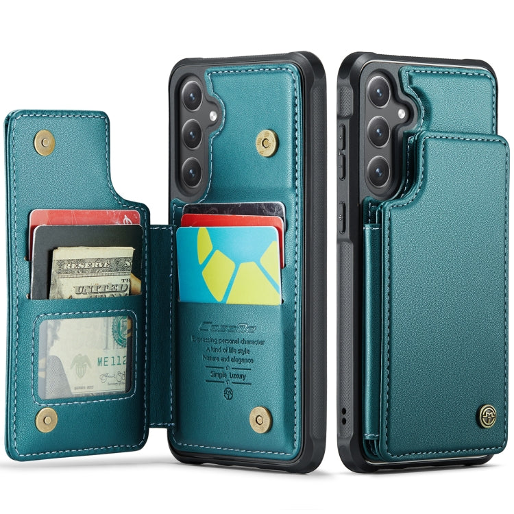 For Samsung Galaxy S24+ 5G CaseMe C22 PC+TPU Business Style RFID Anti-theft Leather Phone Case(Blue Green)