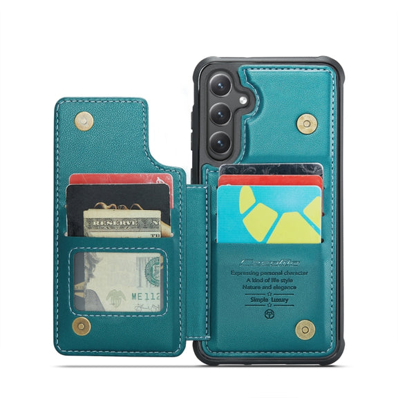 For Samsung Galaxy S24+ 5G CaseMe C22 PC+TPU Business Style RFID Anti-theft Leather Phone Case(Blue Green)