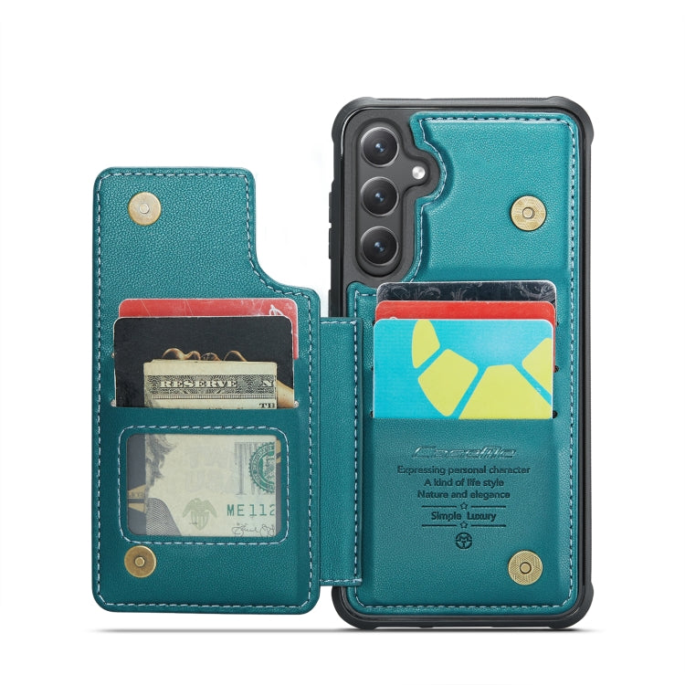For Samsung Galaxy S24+ 5G CaseMe C22 PC+TPU Business Style RFID Anti-theft Leather Phone Case(Blue Green)