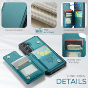 For Samsung Galaxy S24+ 5G CaseMe C22 PC+TPU Business Style RFID Anti-theft Leather Phone Case(Blue Green)