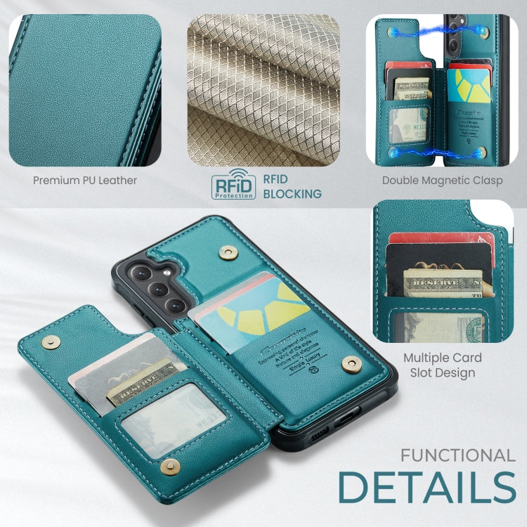 For Samsung Galaxy S24+ 5G CaseMe C22 PC+TPU Business Style RFID Anti-theft Leather Phone Case(Blue Green)