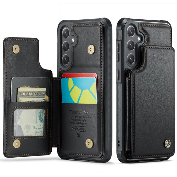 For Samsung Galaxy S24 5G CaseMe C22 PC+TPU Business Style RFID Anti-theft Leather Phone Case(Black)