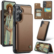 For Samsung Galaxy S24 5G CaseMe C22 PC+TPU Business Style RFID Anti-theft Leather Phone Case(Brown)