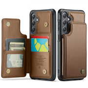 For Samsung Galaxy S24 5G CaseMe C22 PC+TPU Business Style RFID Anti-theft Leather Phone Case(Brown)