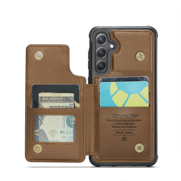 For Samsung Galaxy S24 5G CaseMe C22 PC+TPU Business Style RFID Anti-theft Leather Phone Case(Brown)
