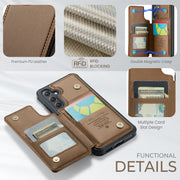 For Samsung Galaxy S24 5G CaseMe C22 PC+TPU Business Style RFID Anti-theft Leather Phone Case(Brown)