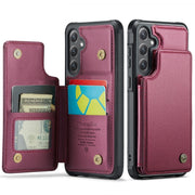 For Samsung Galaxy S24 5G CaseMe C22 PC+TPU Business Style RFID Anti-theft Leather Phone Case(Wine Red)