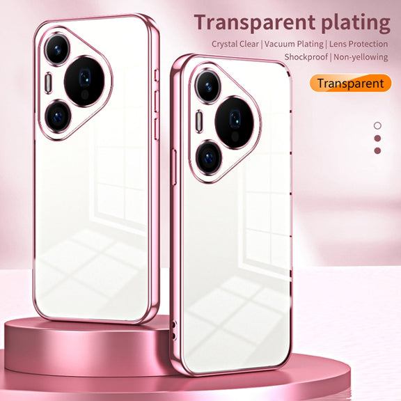 For Huawei Pura 70 Pro Transparent Plating Fine Hole Phone Case(Purple)