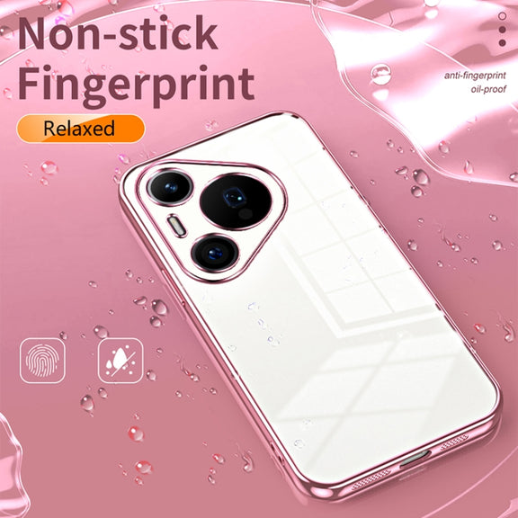 For Huawei Pura 70 Pro Transparent Plating Fine Hole Phone Case(Purple)