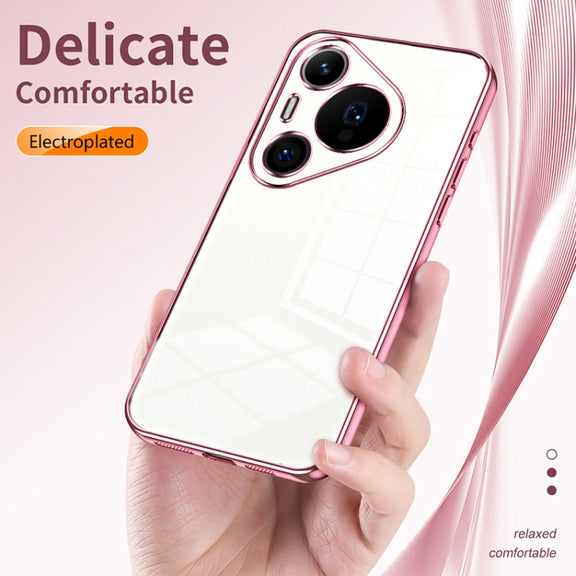 For Huawei Pura 70 Pro Transparent Plating Fine Hole Phone Case(Purple)