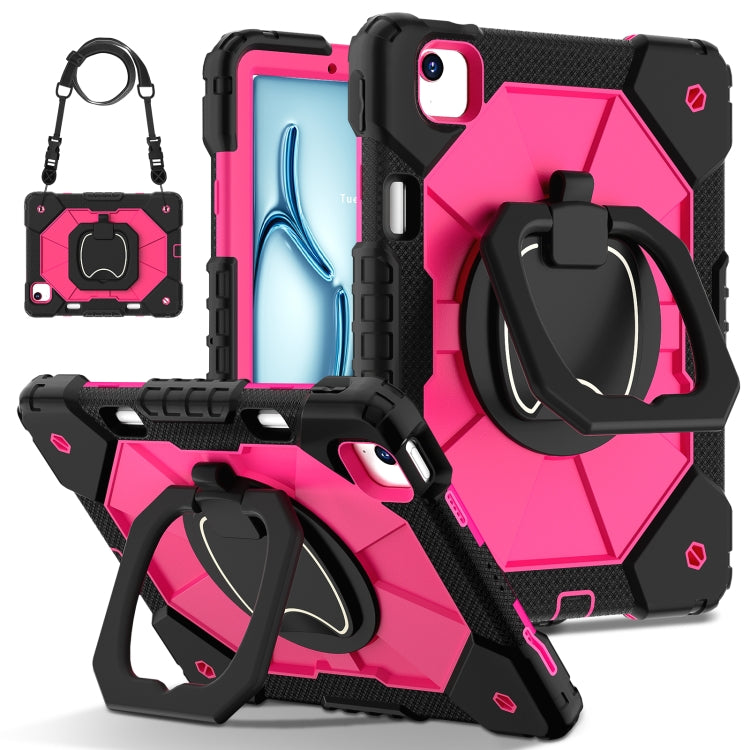 For iPad Air 11 2024 Contrast Color Robot Silicone Hybrid PC Tablet Case(Black Rose Red) - iPad Air 11 2024 Cases by PMC TechLife | Online Shopping South Africa | PMC TechLife | Buy Now Pay Later Mobicred