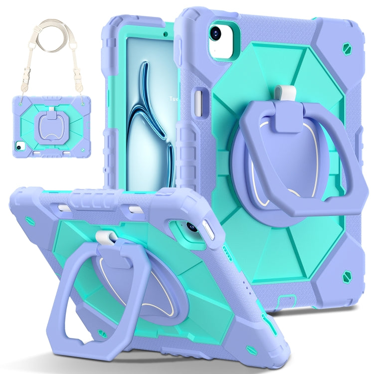 For iPad Air 11 2024 Contrast Color Robot Silicone Hybrid PC Tablet Case(Purple Mint Green) - iPad Air 11 2024 Cases by PMC TechLife | Online Shopping South Africa | PMC TechLife | Buy Now Pay Later Mobicred