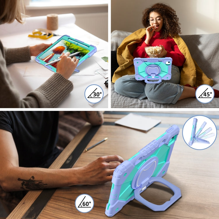 For iPad Air 11 2024 Contrast Color Robot Silicone Hybrid PC Tablet Case(Purple Mint Green) - iPad Air 11 2024 Cases by PMC TechLife | Online Shopping South Africa | PMC TechLife | Buy Now Pay Later Mobicred