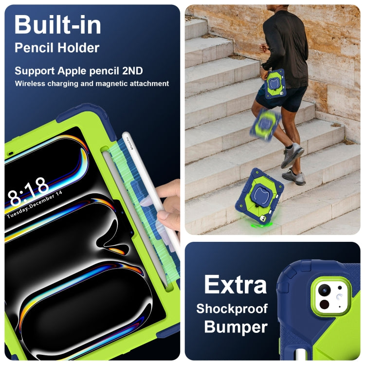 For iPad Pro 11 2024 Contrast Color Robot Silicone Hybrid PC Tablet Case(Navy Yellow Green) - iPad Pro 11 2024 Cases by PMC TechLife | Online Shopping South Africa | PMC TechLife | Buy Now Pay Later Mobicred