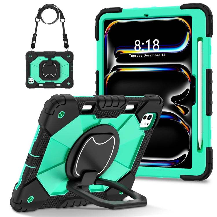 For iPad Pro 11 2024 Contrast Color Robot Silicone Hybrid PC Tablet Case(Black Mint Green) - iPad Pro 11 2024 Cases by PMC TechLife | Online Shopping South Africa | PMC TechLife | Buy Now Pay Later Mobicred