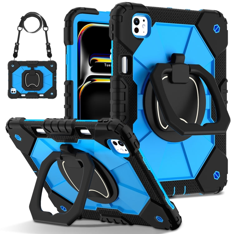 For iPad Pro 11 2024 Contrast Color Robot Silicone Hybrid PC Tablet Case(Black Blue) - iPad Pro 11 2024 Cases by PMC TechLife | Online Shopping South Africa | PMC TechLife | Buy Now Pay Later Mobicred