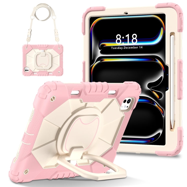 For iPad Pro 11 2024 Contrast Color Robot Silicone Hybrid PC Tablet Case(Rose Gold Beige) - iPad Pro 11 2024 Cases by PMC TechLife | Online Shopping South Africa | PMC TechLife | Buy Now Pay Later Mobicred