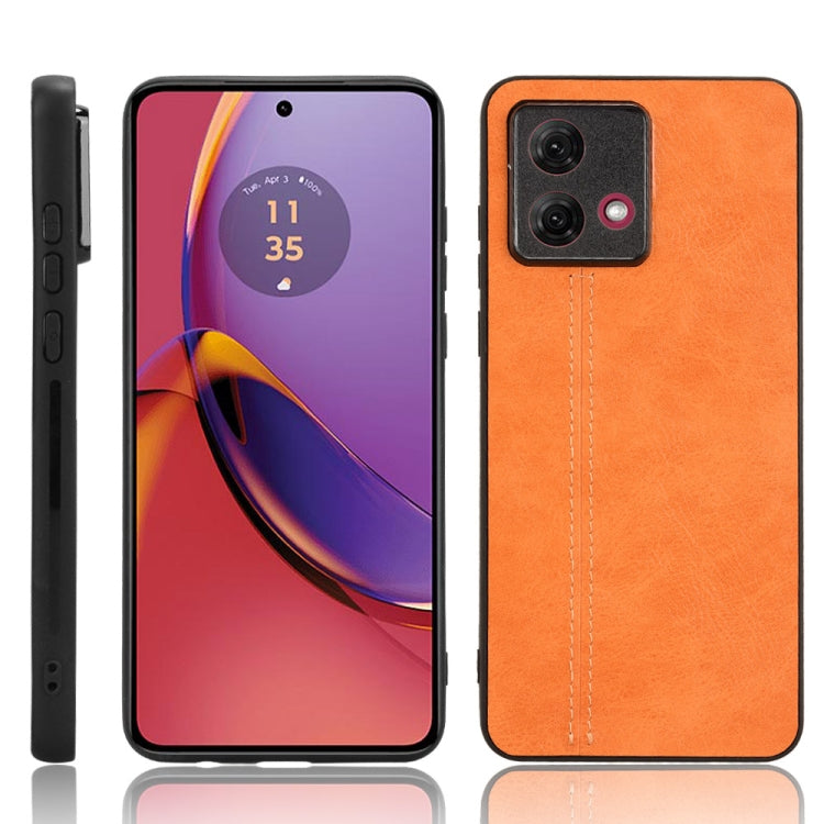 For Motorola Moto G84 5G Cow Pattern Sewing Back Cover Phone Case(Orange) - Motorola Cases by PMC TechLife | Online Shopping South Africa | PMC TechLife
