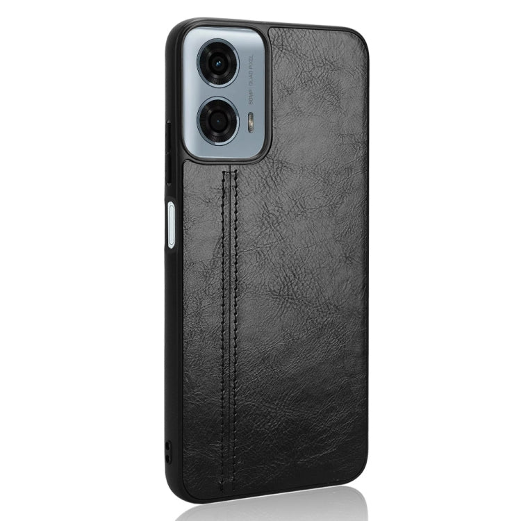 For Motorola Moto G 5G 2024 / G Play 5G 2024 Cow Pattern Sewing Back Cover Phone Case(Black)