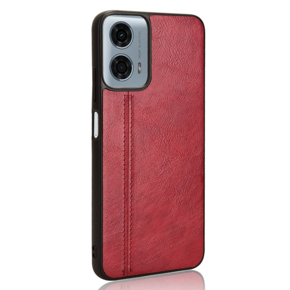 For Motorola Moto G 5G 2024 / G Play 5G 2024 Cow Pattern Sewing Back Cover Phone Case(Red)
