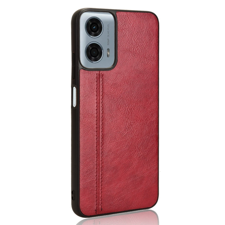 For Motorola Moto G 5G 2024 / G Play 5G 2024 Cow Pattern Sewing Back Cover Phone Case(Red)