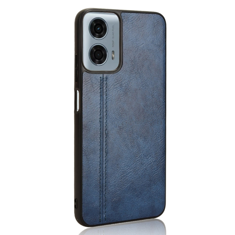 For Motorola Moto G 5G 2024 / G Play 5G 2024 Cow Pattern Sewing Back Cover Phone Case(Blue)